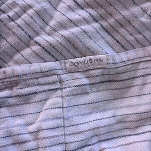 Coyuchi King organic cotton cream striped flannel sheet set with 4 pillow cases